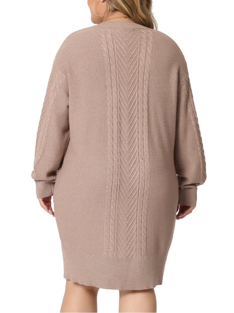 Unique Bargains Women's Plus Size Long Sleeve Knit Pullover Short Sweater Dresses 4X Khaki, Size: 4XL, Brown Unique Bargains Women's Plus Size Long Sleeve Knit Pullover Short Sweater Dresses 4X Khaki, Size: 4XL, Brown