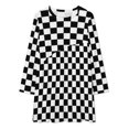 thumbnail image 2 of Black And White Plaid Loose Dress Evening Dress Summer Dresses for Women Luxury Dress Long Sleeved Dress, 2 of 4