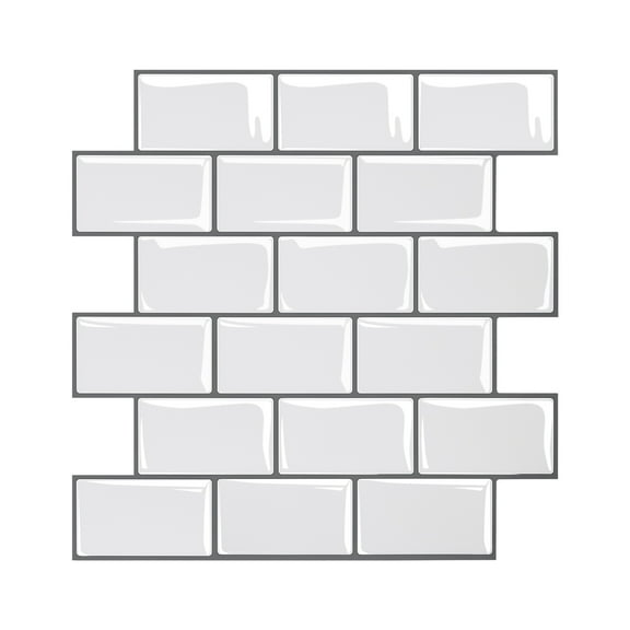 VEVOR Peel and Stick Backsplash 10-Sheet, 12 x 12 x 0.78 inch / 305 x 305 x 2.0 mm Self-Adhesive Wall Tiles, Stick on Subway Tile Backsplash for Kitchen, 3D Back Splashes for Bathroom, Tile-Look