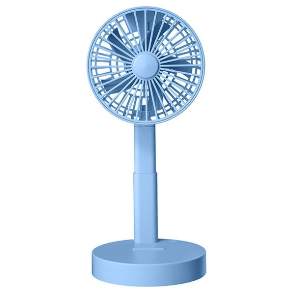 Hvmvliv Foldable Fan Vertical Telescopic Fan Mini Desktop Fan 3 Speeds Wind Summer Coolings Fan for Indoor/Outdoor Blue
