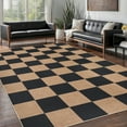 thumbnail image 2 of Garvee 5'x7' Modern Checkered Area Rug Easy Jute Carpet, Non Slip Non Shedding Washable Rug Farmhouse Floor Cover for Living Room Bedroom Home Office, Black Coffee, 2 of 7
