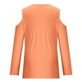 thumbnail image 4 of Blmnix Tops for Ladies Going Out Orange Blouse Cut Out Long Sleeve Solid V-Neck Cute Tops, 4 of 5