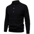 thumbnail image 3 of Chiccall Stand Collar Sweaters for Men Thickened Knit Quarter Button Long Sleeve Pullover Sweater with Pocket, 3 of 5