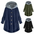 thumbnail image 4 of Sherpa Jacket Women Fuzzy Fleece Oversized Button Down Hooded Cardigan Soft Fluffy Sweaters Winter Coats with Pockets Deals, 4 of 5