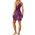 thumbnail image 3 of Camisón de satén para mujer Inspire Chic, con tirantes ajustables y espalda nadadora, pijama de tirantes espagueti, talla XS, color púrpura oscuro, 3 of 6