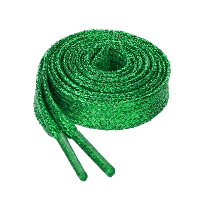 Cordones De Zapatos Brillo Metálico Brillante Cuerdas Planas Con Purpurina Para Zapatillas Verde 90cm/35.43"