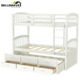 thumbnail image 4 of Bellemave White Twin over Twin Bunk Bed with Trundle Bed and 3 Drawers, Wood Frame Bunk Bed Twin Size with Storage for Bedroom, 4 of 10