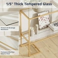 thumbnail image 3 of 52" Entryway Table, 2-Tier Narrow Console Table, Tempered Glass Sofa Table with Metal Frame, Entry Table with Shelves, Console Tables for Entryway, Hallway, Foyer, Living Room, Gold, 3 of 8