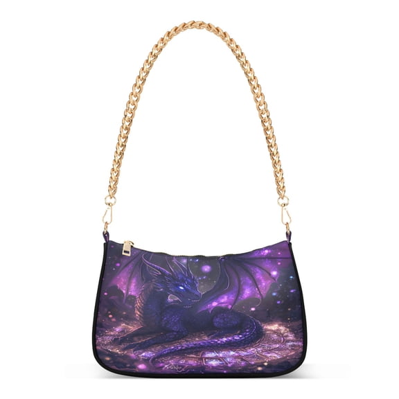 ALAZA Magic Purple Dragon Women's Chain Shoulder Bag Hobo Handbag Tote Crossbody Purse