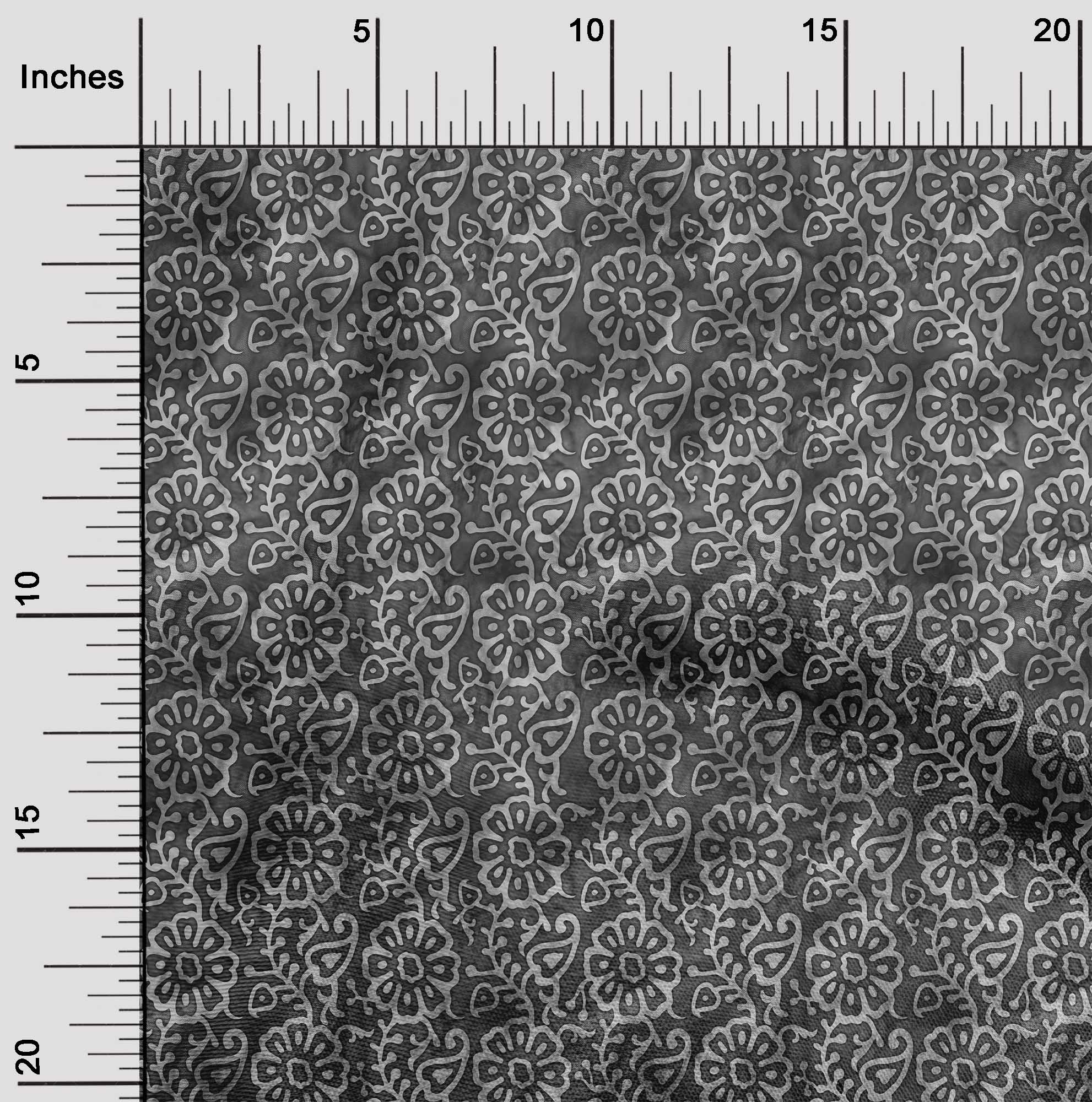 oneOone Cotton Poplin Gray Fabric Asian Batik Floral Sewing Fabric By The Yard Printed Diy Clothing Sewing Supplies 56 Inch Wide