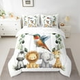 thumbnail image 2 of Manfei Woodland Animal Hummingbird 7-Piece Twin Bedding Sets,Zoo Anmal Elephant Bedding Comforter Set,Lions Giraffe Zebra Sheet Sets For Child,Microfiber Bedroom Decor Reversible, 2 of 8