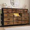 thumbnail image 2 of EastVita Dresser for Bedroom with 14 Drawers - 55" Wide Fabric Dressers & Chests with Shelves, Brown, 2 of 8