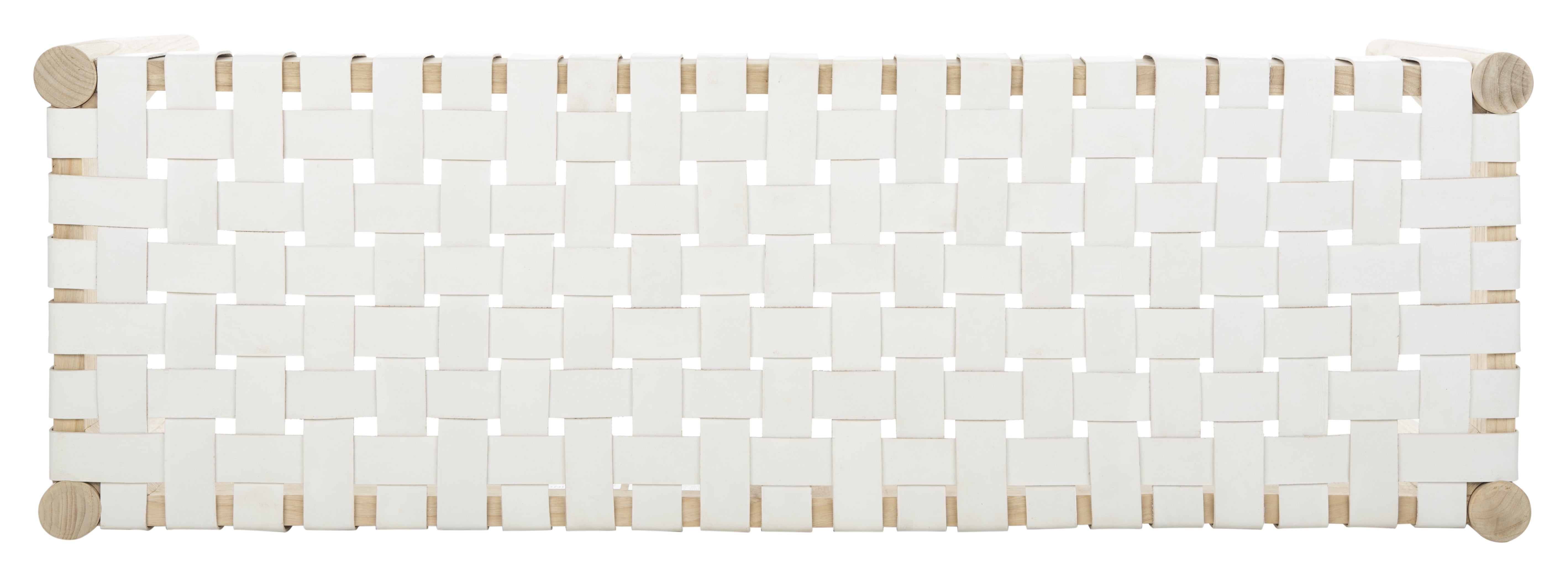 SAFAVIEH Amalia Contemporary Glam Leather Weave Bench White