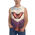 thumbnail image 2 of Lsque Butterfly Over Lavender Print Men's Cotton Blend Sleeveless Muscle Shirts (S-3XL)- Moisture Wicking, Odor Protection, UPF 30+,XX-Large, 2 of 8