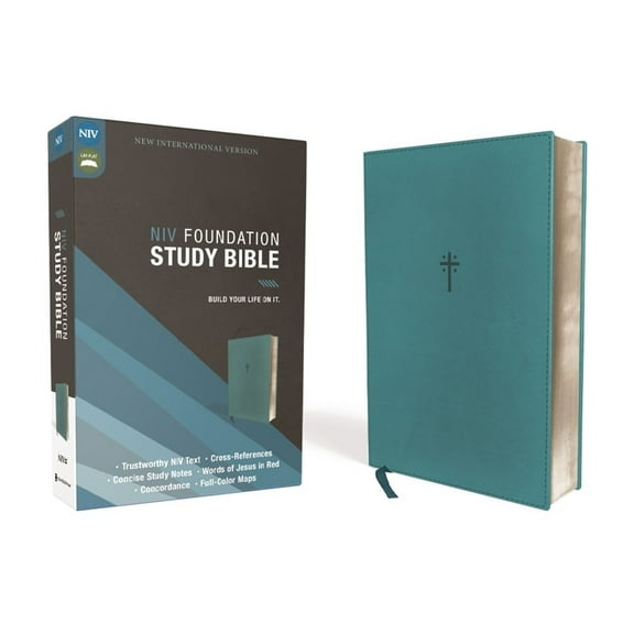 Niv, Foundation Study Bible, Leathersoft, Teal, Red Letter, (Hardcover)