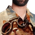 thumbnail image 5 of Retro Cat Men's Casual Poplin Button Down Short Sleeve Hawaiian Beach Shirt, 5 of 6