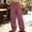 #305-Purple, variant on Womens Plus Size Wide Leg Pants Crinkled Loose Fit Elastic Waistband Side Pocket Solid Soft Breathable Casual Linen Trousers for Summer Gift
