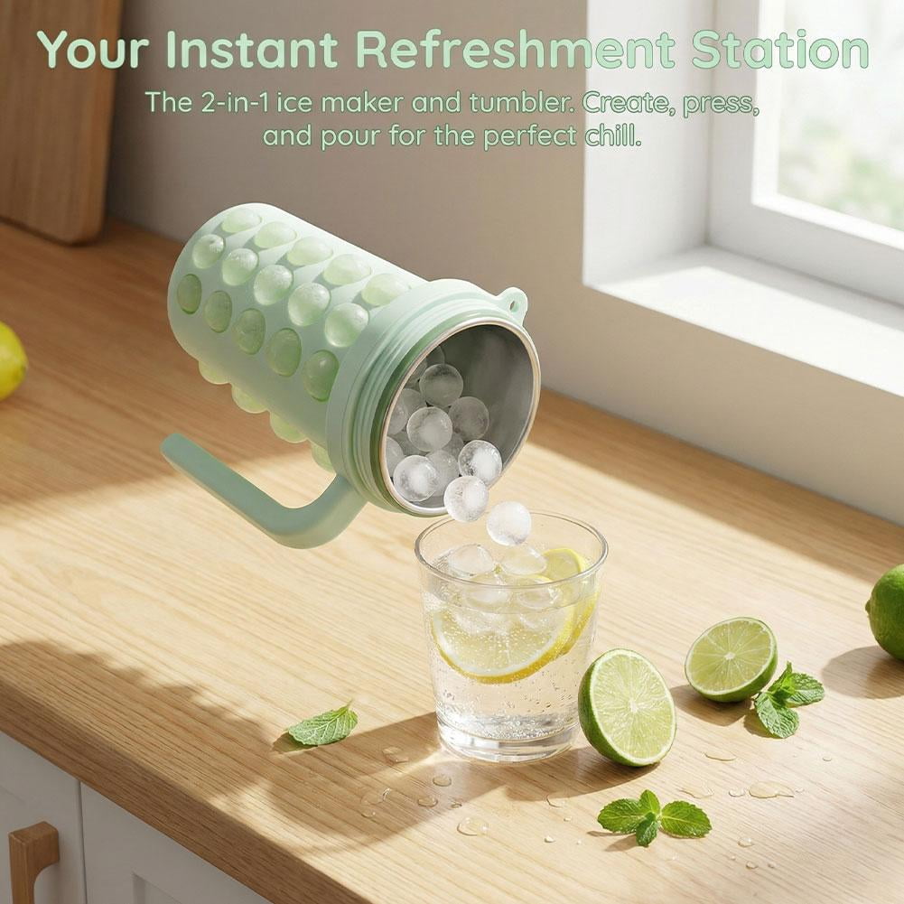 Premium No-Spill Ice Cube Tray with Lid - Reinforced Silicone Ice Maker for Freezer,Effortless Release Cube Mold for Whiskey & Drinks,Airtight, Leak-Proof, Reliable Kitchen Essentials