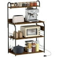 thumbnail image 1 of CoSoTower Baker's Rack with Charing Station, Microwave Shelf with Power Outlet, USB Charger and 4 Hooks, Rustic Brown, 1 of 7