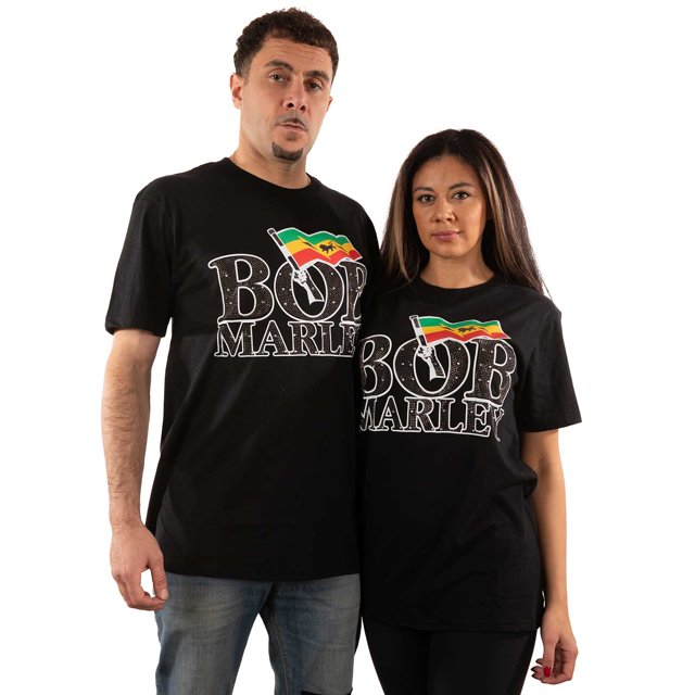 T-Shirt Unisexe Bob Marley Logo Drapeau (Embelli)