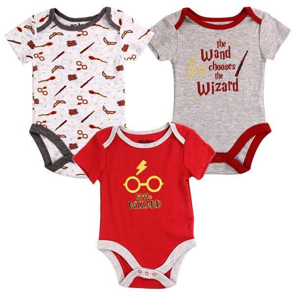 WARNER BROS HARRY POTTER Baby and Newborn Boy 3Pack Bodysuits