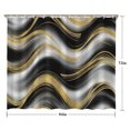 thumbnail image 5 of Black Marble Gold Wave Pattern Shower Curtain 84"x72" ,Bathroom Decorative Shower Curtains Set with 12 Hooks,Modern Waterproof Washable Shower Curtain, 5 of 6