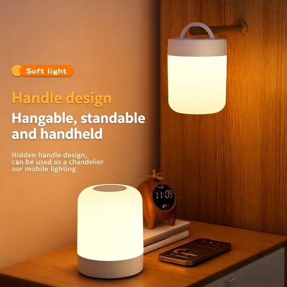 Dmlowu Portable Rechargeable Touch Night Light, Battery Operated Table Lamp Desk Lamp with 3 Color Temperatures Stepless Dimming, Lamp for Bedroom Workspace