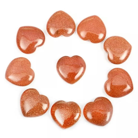 MATROOY 30pcs Natural Gold Sand Stone Healing Heart Gemstone for Home Decor 20x6mm