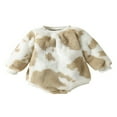 thumbnail image 1 of Baby Boy Plush Long Sleeve Romper with Cow Pattern   Neck Thick and Warm Spring Clothing, 1 of 6