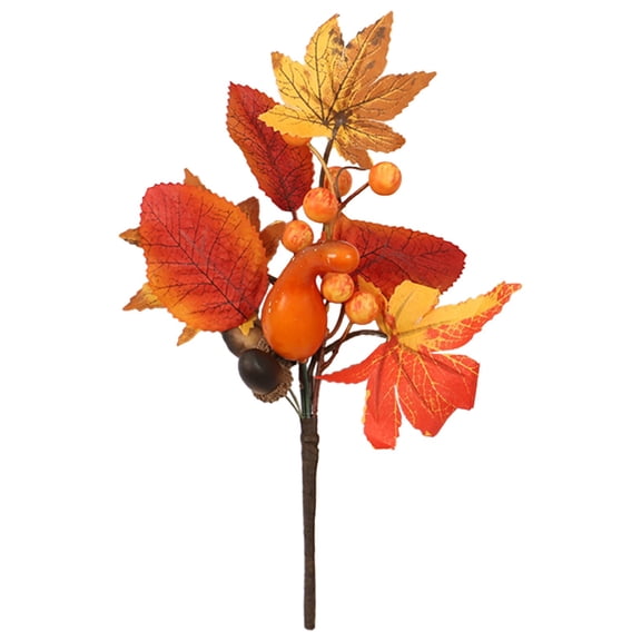 Artificial Maple Leaf Picks, Fall Pumpkin Gourd Acorn Berry Decorative Sprays, Harvest Floral Branch Stems for Vase Filler Arrangements, Farmhouse Table Thanksgiving Autumn Home Ornaments
