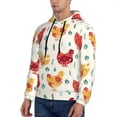 thumbnail image 3 of Kdxio Flower Chicken Print Mens Casual Hooded Collar Drawstring Hoodies Pullover Sweatshirts Casual Long Sleeve Shirts-Large, 3 of 7