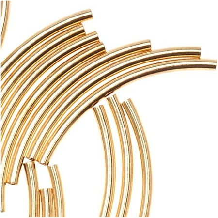 20 Mm Curved Tube - Gold Plated Curved Noodle Tube Beads 1.5mm x 20mm (50)