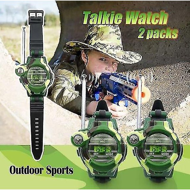 Walkie Talkie multifunción inalámbrico, reloj militar de camuflaje, juego de interacción familiar, juguete para niños, 1 par
