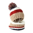 thumbnail image 2 of 2Pcs/Set Knitted Baby Hat Scarf Set Winter Warm Boys Girls Beanie Fleece Lining Toddler Kids Hat with Pompom, 2 of 8