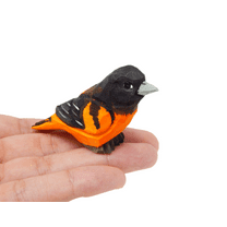 Oriole Bird Figurine Decoration Baltimore Orchard Wooden Art Statue Carved Small Animal Black Orange