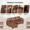 thumbnail image 4 of YODOLLA Sofa Bed, 3 in 1 Sleeper Sofa with Storage Chair, Faux Leather L Shape Couch, Sectional Pull Out Sofa Bed Mid Century Modern Couch for Living Room Clearance, Comfy Sleeper Couch in Brown, 4 of 8