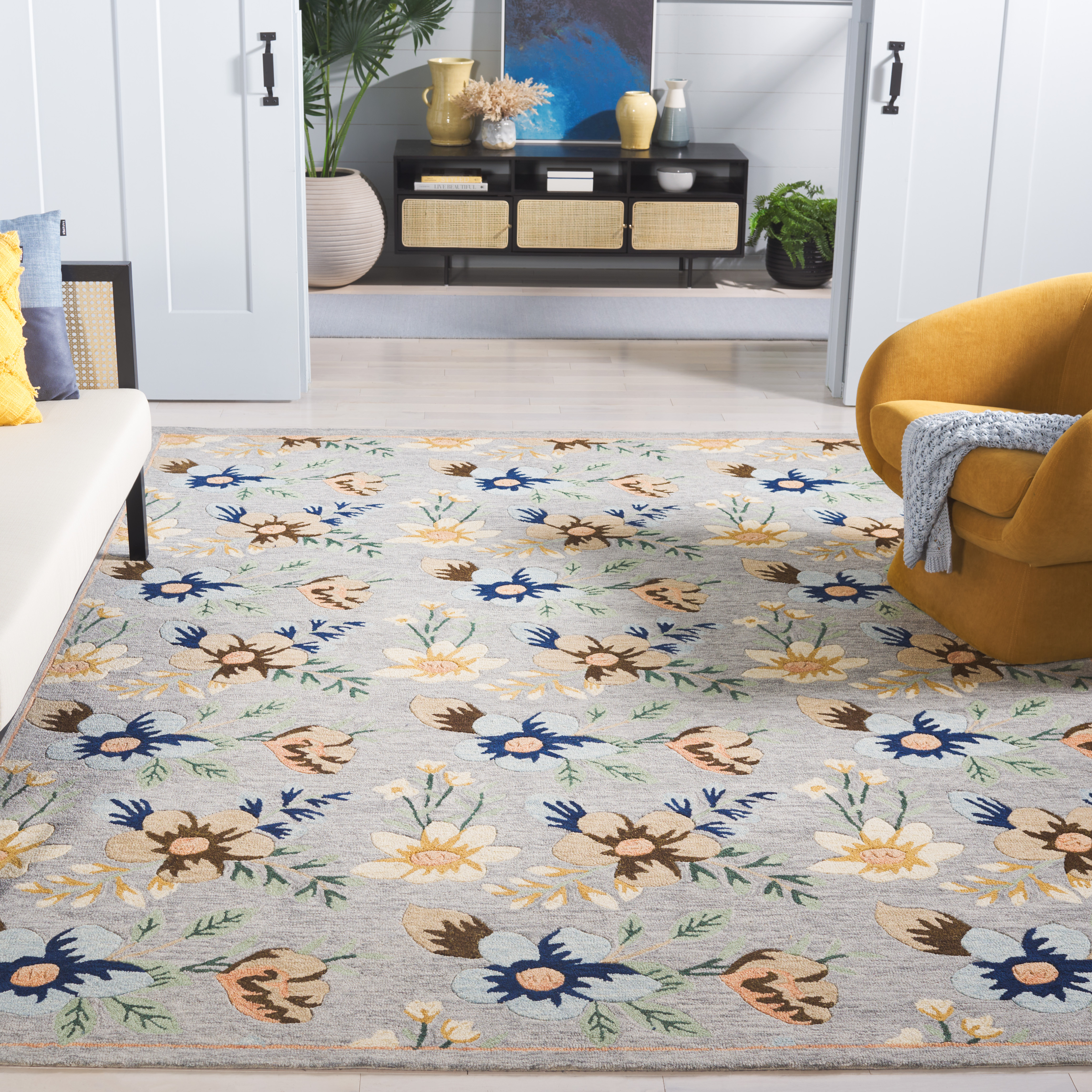 SAFAVIEH Blossom Derren Floral Area Rug, Gray/Blue, 8' x 10'