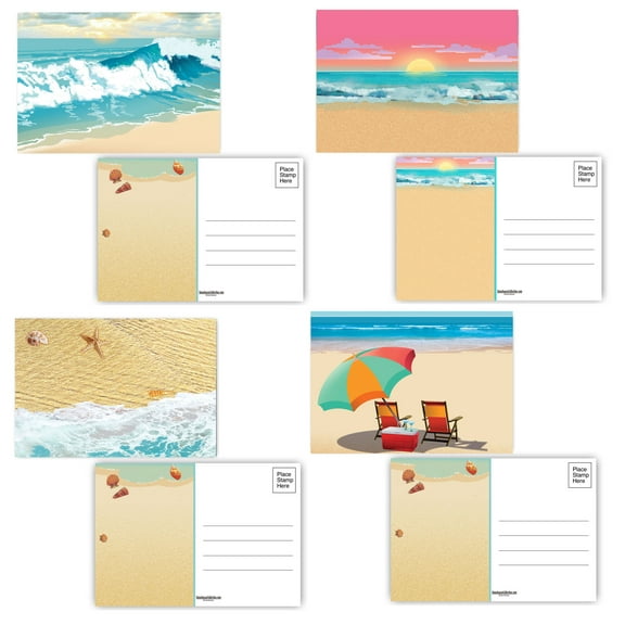 Assorted Beautiful Beach Postcards - 40 4 x 6 Postcards - Beach Theme - 17090