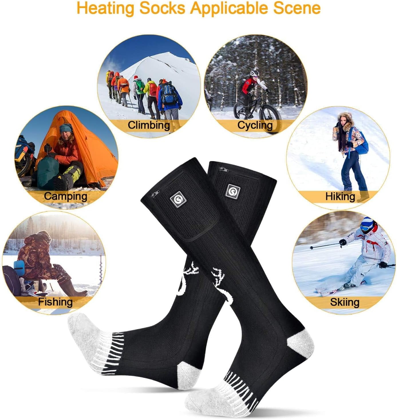 SNOW DEER Electric Heated Socks, Suitable for Both Genders – Ultimate Winter Companion for Hunting, Fishing, Camping, Trekking, & Ski Expeditions