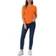 thumbnail image 2 of Camisetas casuales de ajuste slim con cuello barco y mangas de codo para mujeres INSPIRE CHIC, color naranja, talla XL, 2 of 6