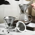 thumbnail image 4 of opvise Coffee Filter 304 Stainless Steel Double Layer Fine Mesh Paperless Reusable Pour Over Coffee Dripper Cone Strainer Funnel, 4 of 14