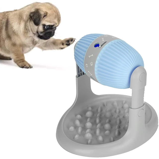 Juguete masticable para mascotas, juguete de entrenamiento para fugas de comida para perros, bola TPR, cuenco alimentador lento para perros y gatos (azul) TUNC Sencillez