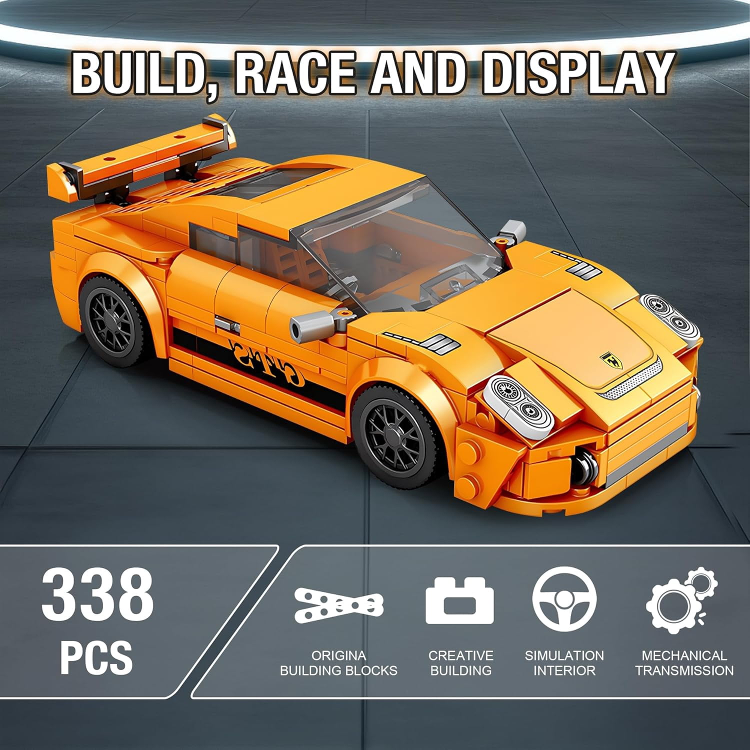 Speed Racing Cars Building Sets, Mini Sports MOC Cars Toy Set, 338 Pieces Collectible 911 Model Building Kit