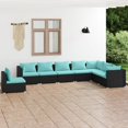 thumbnail image 1 of vidaXL 8 Piece Garden Lounge Set with Cushions Poly Rattan Black, 1 of 4