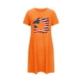 thumbnail image 4 of Sleep Dress for Women CottNew 2025 Summer Nightgowns for Women Plus Size Short Sleeve Crewneck Casual Sleepdress 4th of July Loose Fitted Shirt Dress Orange S, 4 of 7