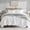 White With Blue, variant on White King Size Quilt Bedding Set, Blue Scalloped Farmhouse Country Rustic Lightweight Soft Coverlet, for All Season Cute Cozy Kantha Pick Stitch Bedspread 2 Pillow Shams