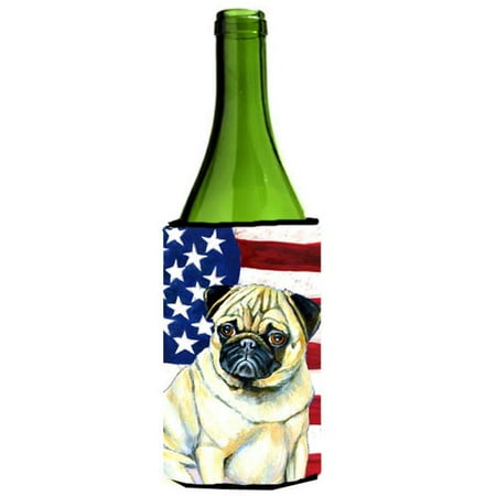 

Carolines Treasures LH9002LITERK Usa American Flag With Pug Wine bottle sleeve Hugger