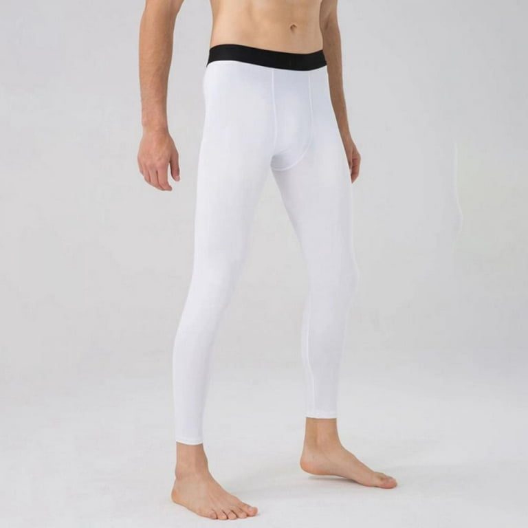 1Pc Compression Pants Men's Sports Tights Quick-drying Breathable Training  Fitness Trousers Running Basketball White M 