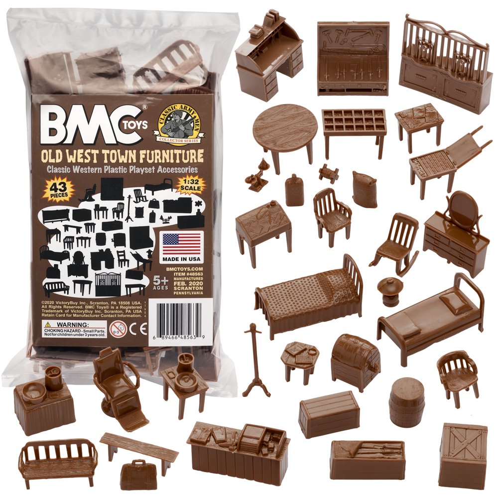 BMC Classic Marx Western Town Furniture 42pc Plastic Cowboy Playset