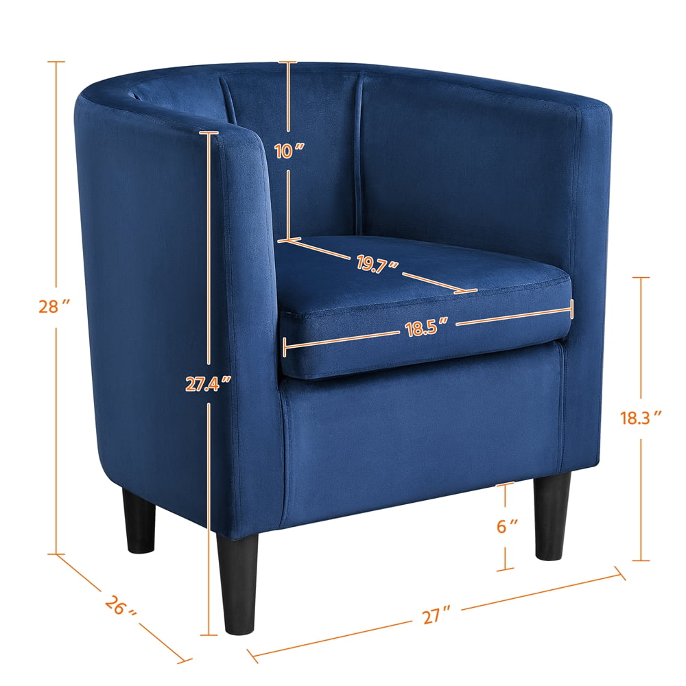 Alden Design Upholstered Accent Chair for Livingroom, Blue Velvet